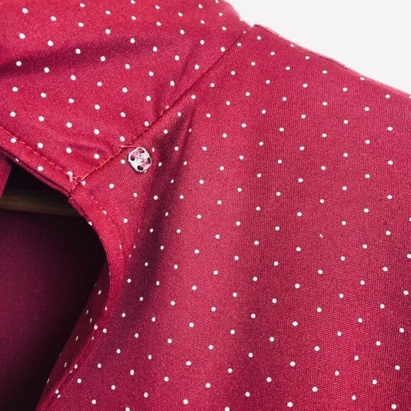 Vintage Copy Cats Womens Polka Dot Blouse Size Medium Detachable Jabot Red White - Picture 7 of 10